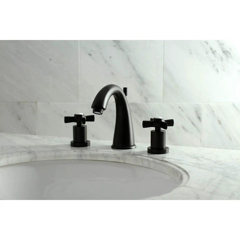 Millennium Widespread Lavatory Faucet 8 To 16 Inches With Solid Brass Build in brushed nickel finish installed on marble countertop