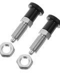 Rock Solid Spring Loaded Indexing Plunger With 4mm Pin And 2 Pcs Stainless Steel M6 Retractable Pin for garage builds shown with nuts.