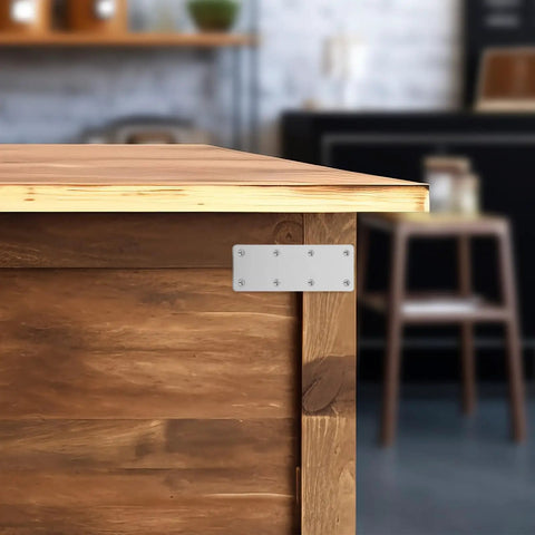 Five Piece Stainless Steel Metal Brackets With Straight Plate Design And Multiple Openings For Cabinet Furniture Wood Repair And Joining