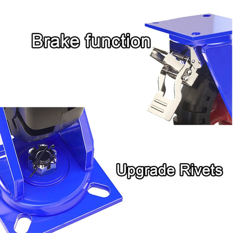 Brake function of Beefy Heavy Duty 300 Mm Rubber Casters With Silent Castor Wheels, Stainless Steel Screws For Hand Trucks