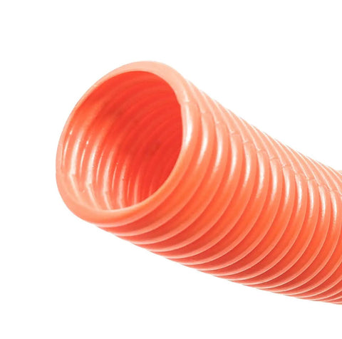 Close-up view of One And A Quarter Inch Direct Burial Hdpe Conduit One Hundred Feet Long showing corrugated design for smooth cable runs.