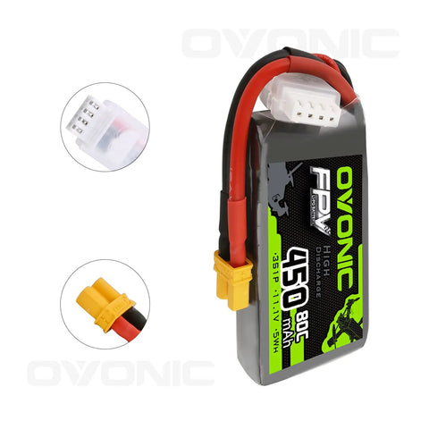 3S 11.1V 450mAh 80C Lipo Battery With XT30 Connector For RC FPV Racing Drones Quadcopters Soft Case 4 Pack JST XHR 4P Plug