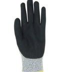Enhanced Liquid-Grip Level A4 Cut-Resistant Work Gloves With Sandy Nitrile Coating, single glove shown palm up