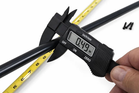 Heavy Duty 24 Inch Gate Drop Rod And Cane Bolt Forged From Beefy Half Inch Solid Steel, measuring 0.49 inches with calipers.