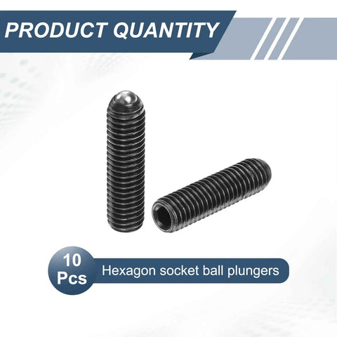 10 Pack M8 By 30mm Screw Thread Ball Plungers With Hex Socket High Carbon Steel Pro Grade Heavy Duty Spring Loaded Ball