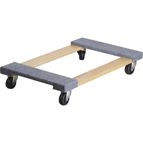 Heavy Duty Moving Dolly Featuring Tough As Nails Hardwood Platform And Smooth Riding Nonmarking Rubber Casters For Zero Hassle Furniture Hauling Up To 1000 Pounds, 30x18 inch cart with gray padded ends.
