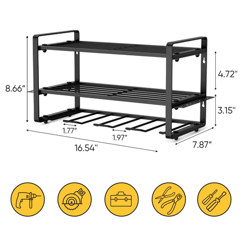 Heavy Duty Power Tool Organizer And Drill Holder Wall Mount For Garage And Workshop 3 Tier Cordless Drill Storage Rack Dimensions