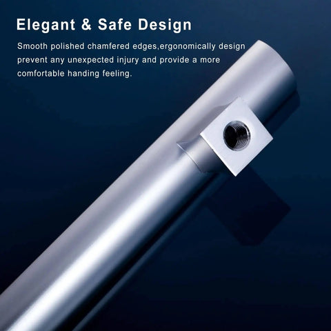 Close-up of the Aluminum Door Pull Push Handle for Glass Or Wood Doors, Smooth Polished Surface, Contemporary Garage Shed Door Hardware