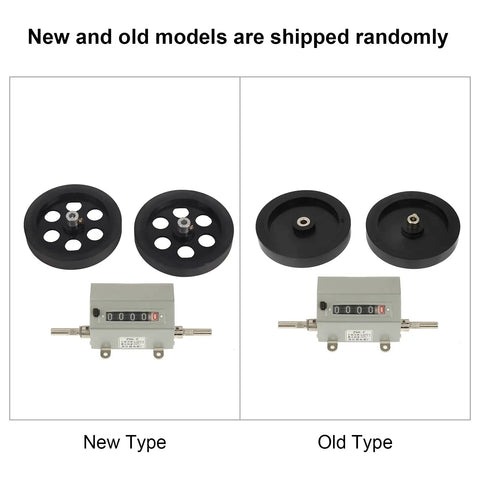 Heavy Duty Metal Rope And Cable Length Counter Featuring Hella Sturdy Rolling Wheel and Dead On Five Digit Readout, new and old models shown.