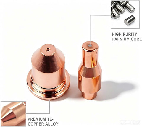 Pro Grade Plasma Cutter Consumable Kit For 45A Titanium 45 Amp, 10 Tips 56811 And 10 Electrodes 56576, copper parts