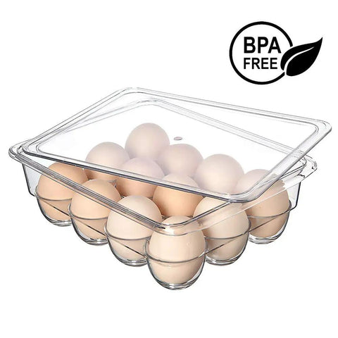 Stackable Egg Holder Organizer For Fridge And Freezer With Clear BPA Free Tray And Lids 12 Egg Capacity Kitchen Storage