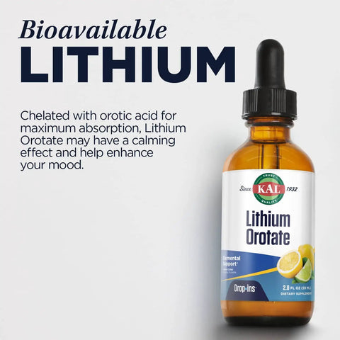 Liquid Lithium Orotate Dropins Chelated For Mood And Relaxation Support With Natural Lemon Lime Flavor 2 Oz Bottle