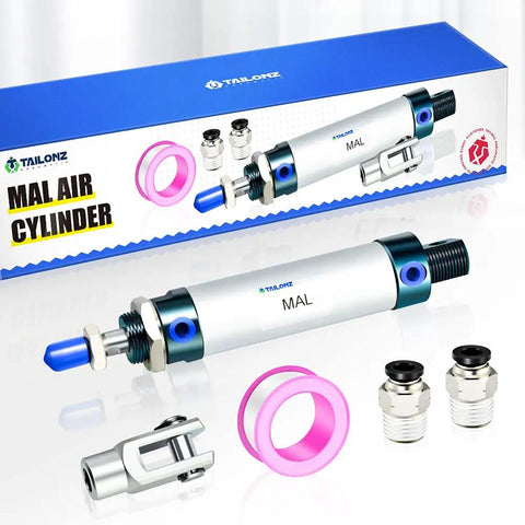 Workhorse 20mm Bore 125mm Stroke Pneumatic Air Cylinder Double Acting With Y Connector And 2x 6mm Fittings Aluminum Body