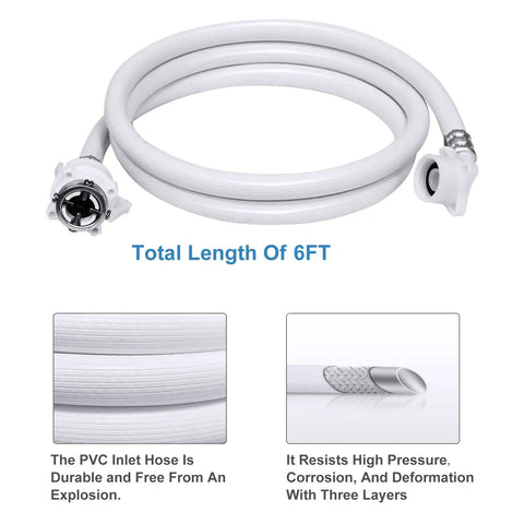 Heavy Duty Washing Machine Hose Kit With 90 Degree Elbow Quick Connect Portable Water Inlet Supply Line for Most Washing Machines