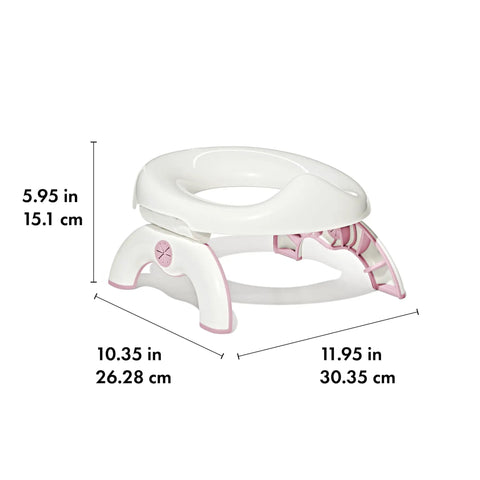 Foldable Two In One Portable Toddler Potty With Carry Bag, On The Fly Travel Toilet Seat Cover For Kids, showing dimensions and details.