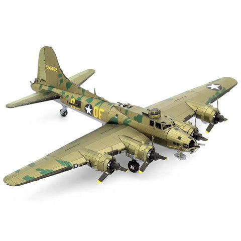 B 17 Flying Fortress 3D Metal Model Kit For Teens And Hobbyists No Glue Needed Easy Clip Panels Tweezers Recommended Paint Ready