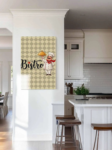 Vintage Cook Canvas Wall Art Print For Kitchen And Home Decor, Cozy Plaid Kitchen Artwork Ready To Hang, 32x16 Inches
