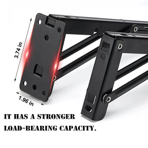 Built Tough Heavy Duty 10 Inch Folding Shelf Brackets 2 Pack Detachable Wall Mount Braces with load-bearing capacity details.
