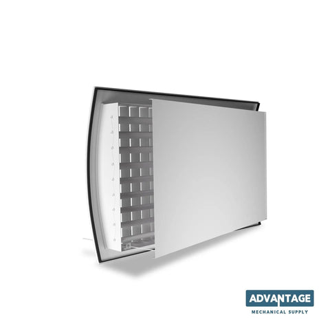 Direct To Duct Surface Grille For HVAC 30 Inch By 6 Inch On 26 Inch Duct White Aluminum Durable Metal Vent Cover Built To Order With 2 To 4 Weeks Production Time For No Fuss Easy Custom Airflow And Everyday Home Comfort. angled white aluminum direct-to-duct grille