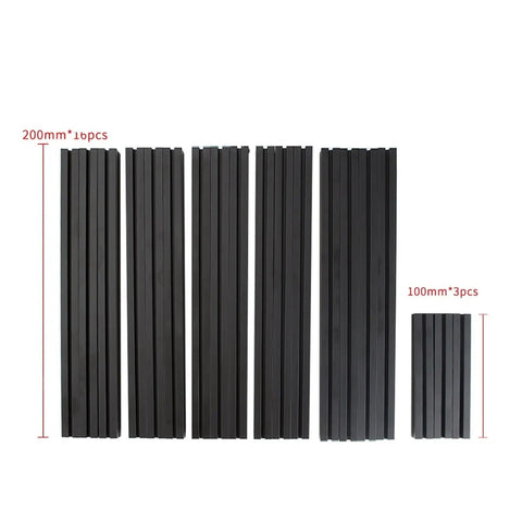 Top Shelf 1515 Aluminum Extrusion Frame Kit For 3D Printers And Maker Projects Slick Black Finish 200Mm By 100Mm profiles arranged.