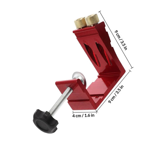 Pro Level Pocket Hole Drill Guide Jig For Woodworking Featuring Quick Release Clamps And Precision 15 Degree Angle Locator, red color