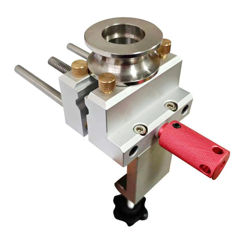 Compact Bench Vise For Home Workshop with 360 Degree Rotating Base Quick Release, aluminum alloy, side view details.