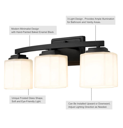 Industrial Dope 3 Light Vanity Wall Sconce With Etched Glass Shade In Dark Bronze Finish Modern Bathroom Lighting