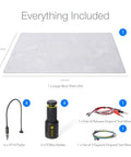 Contents of Pro Grade Four SP10 Probes Soldering Helper Kit, including base plate, PCBite holder, SP10 probes, test wires, and adapters.