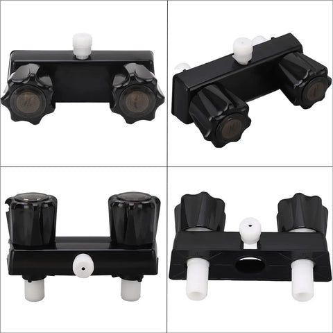 Badass Non Metallic Rv Shower Head And Hose Kit Featuring Zero Hassle Setup For Standard Two Hole Four Inch Valves sleek black wall valve.