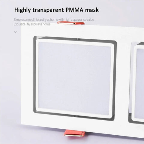 Slick Double Head Led Recessed Downlights For Ceiling Adjustable Angle Anti Glare Lens 14W Cool White Indoor Home Fixtures No Sweat Spring Clip Setup showcases PMMA mask detail.