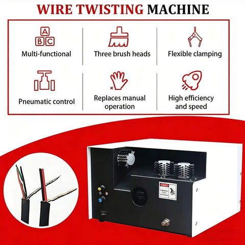 High Speed Automatic Wire Stripping Machine With Pneumatic Cutter And Twisting Function featuring control panel and three brush heads.