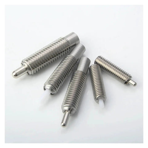 Stainless Steel Long Stroke Plunger With Retractable Spring And Smooth Plastic Head Built Tough For Heavy Duty Trades No Hassle Setup Pro Performance That Seriously Endures, set of five sizes displayed.