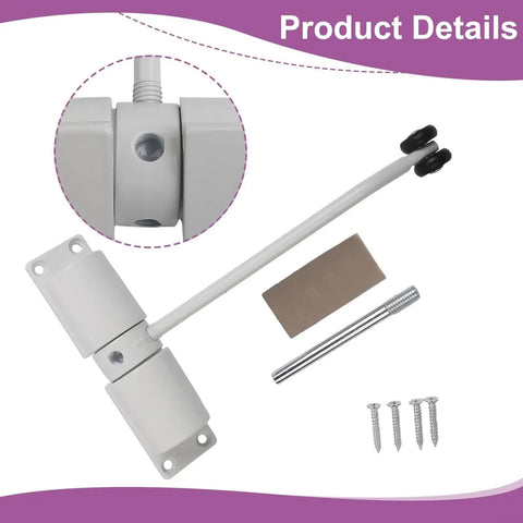 Quiet Automatic Door Closer 30Kg Capacity With Adjustable Spring, stainless steel parts for high traffic use, white