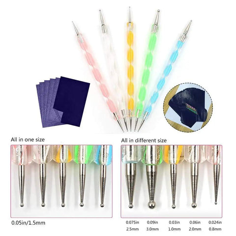 Must Have All In One Carbon Transfer Paper Kit Packed With 100 Sheets In Black Blue Red Yellow Green Plus Translucent Tracing Paper And 5 Dual End Embossing Styluses For Wood Paper Canvas And More 8.3 X 11.7 Inch displayed with styluses and sheets