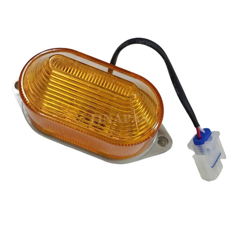Badass Bright Scissor Lift Beacon Light 2 Pack With Blazing Strobe Warning Lamp For Hydraulic And Electric Platforms Top view of amber strobe lamp with wiring.
