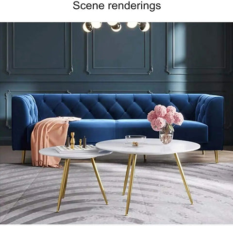 Heavy Duty Metal Table Legs 4 Pack Tapered Base With Pre Drilled Mounting Plate in a modern living room scene with a blue couch.