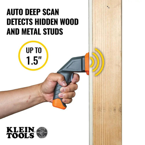 Dead On Electronic Stud Finder And Wall Scanner With Built In Bubble Level detecting hidden wood and metal studs, up to 1.5 inches deep.