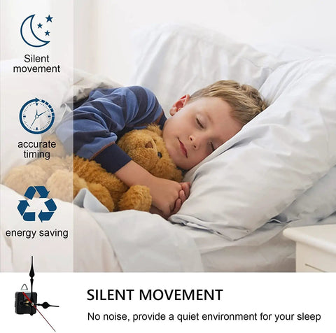 Child sleeping peacefully illustrating silent movement feature of Six Piece Quartz Clock Mechanism Kit For DIY Clock Repair Battery Powered Wall