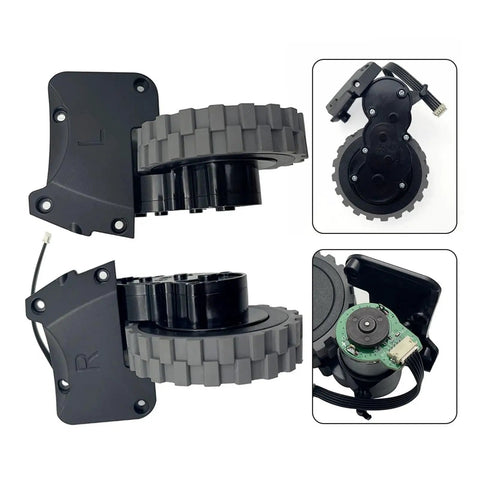 Universal Robot Vacuum Wheel Upgrade For ABIR X5 X6 X8 with smooth steering, differential drive, 5 cm diameter, showing left and right assemblies