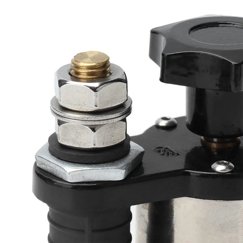 Close-up of Premium Magnetic Welding Ground Clamp With Adjustable Connector And Quick Switch, showcasing brass and metal connectors.