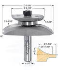 Cove Raised Panel With Back Cutter Router Bit Three And Three Eighths Inch Diameter One Half Inch Shank Two Flute diagram