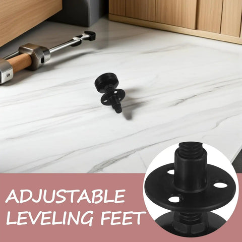4 Pack Adjustable Furniture Leveling Feet For Cabinets Beds And Tables 3/8-16 Inch Threaded Legs on a floor
