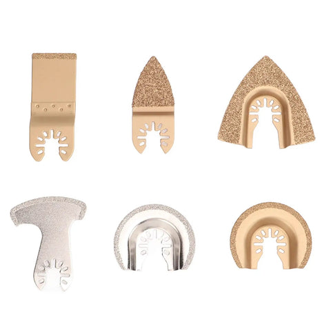 Six Piece Oscillating Saw Blade Set With Cemented Carbide For Ceramic Tile Concrete Grout Cutting Universal Fit