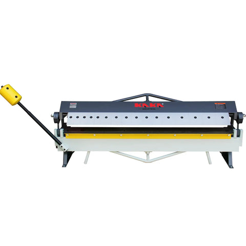 Built Tough 48 Inch Box And Pan Sheet Metal Brake handling 16 Gauge mild steel, featuring removable fingers and a sturdy design.
