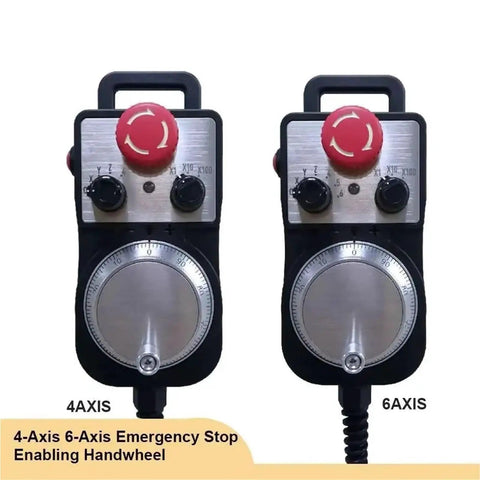 Image of 5V MPG Handwheel Motion Control System for 4 Axis and 6 Axis CNC Machines with Emergency Stop Pendant, dual setup displayed