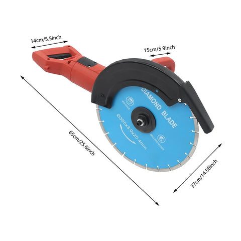 Heavy Duty 14 Inch Circular Concrete Saw With 3000 Watt Electric Motor And Tough As Nails Build For Ripping Through Masonry Machines Featuring Deep Five Point Three One Inch Cutting Depth, showing diamond blade and ergonomic handle.