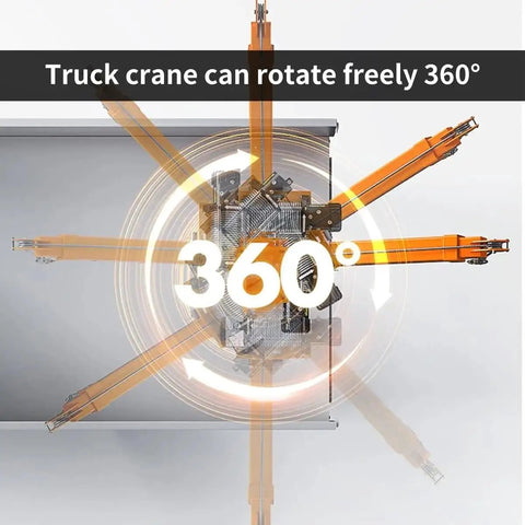 Heavy Duty Folding Truck Crane With 4000 Lb Capacity And 12V Electric Winch Telescopic Pickup Hoist showing 360-degree rotation feature.