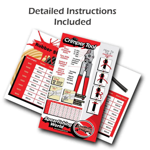 Instruction sheets for Speargun Rigging And Repair Kit For Grab And Go Spearfishing Tool Box With Lighter And Scissors, Stainless Gear