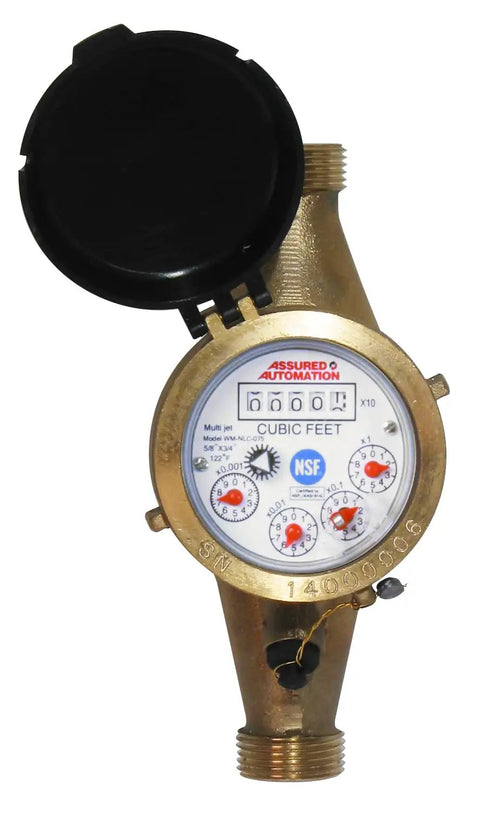 Three Quarter Inch Water Meter Lead Free Brass NSF Certified Multi Jet Gallons Horizontal Installation Corrosion Resistant Body