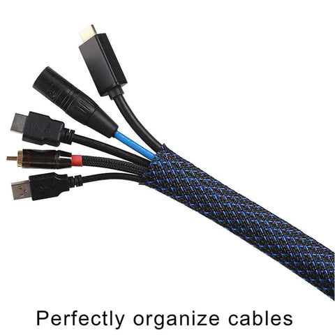 Expandable One Half Inch Cable Management Sleeve Protector One Hundred Foot PET Braided Wire Loom on cables